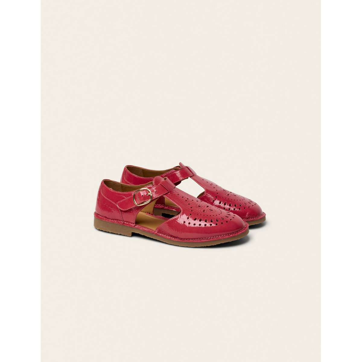 Derbies ARIO cuir plissé verni rose, ODAJE