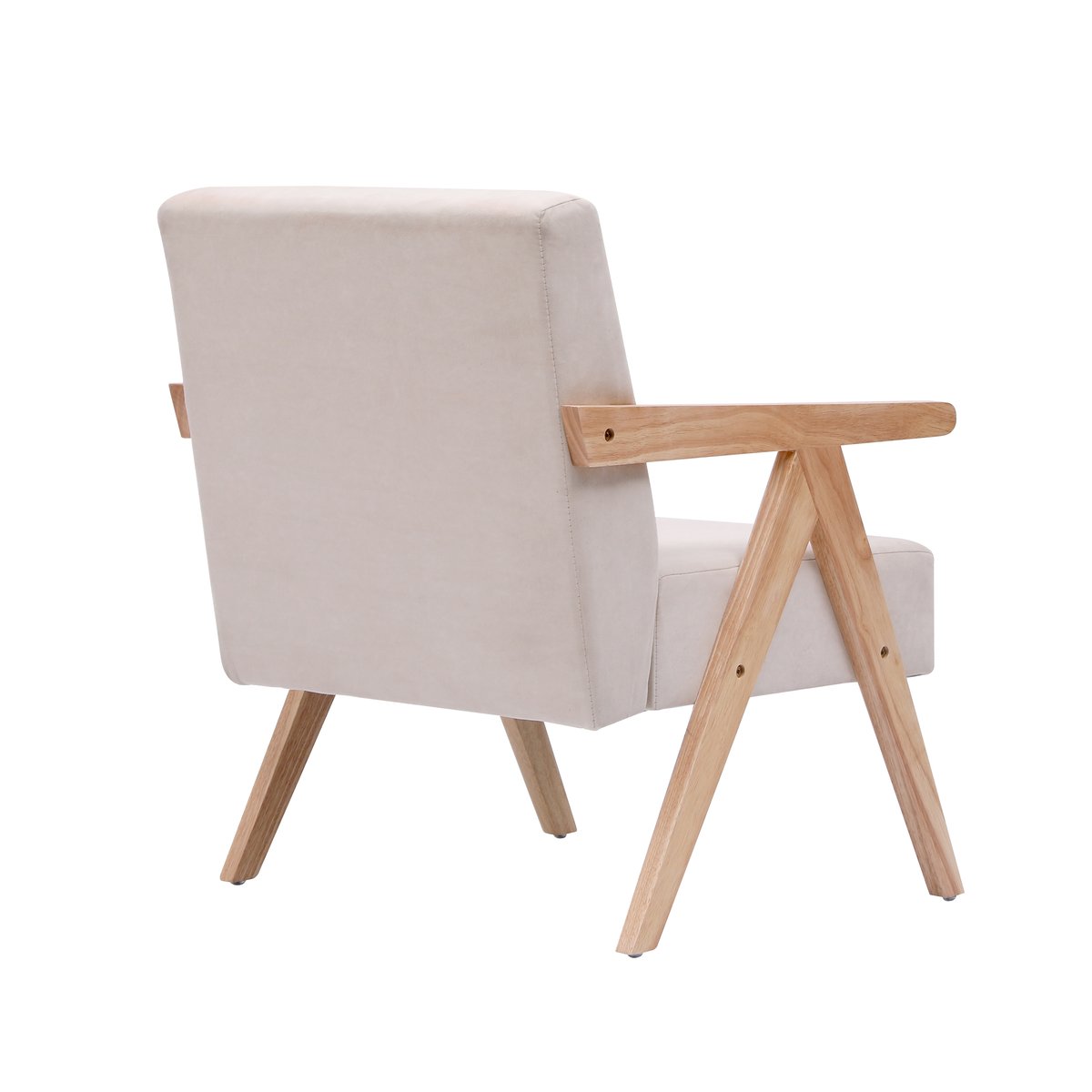 Fauteuil de salon en bois massif, SANTAREM beige, NORDLYS