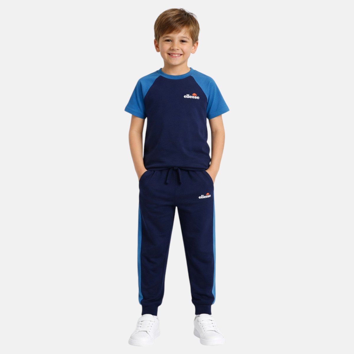 Ensemble pour enfant 3 pièces composé de deux t-shirts et d'un pantalon de survêtement TEAM bleu marine, ELLESSE