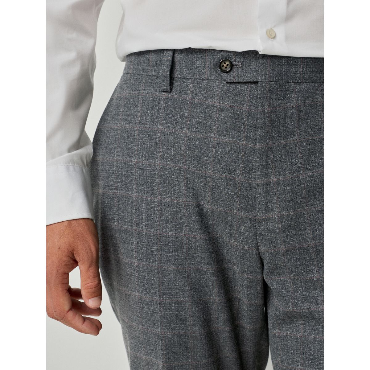 Pantalon de costume en flanelle à carreaux gris, NEXT