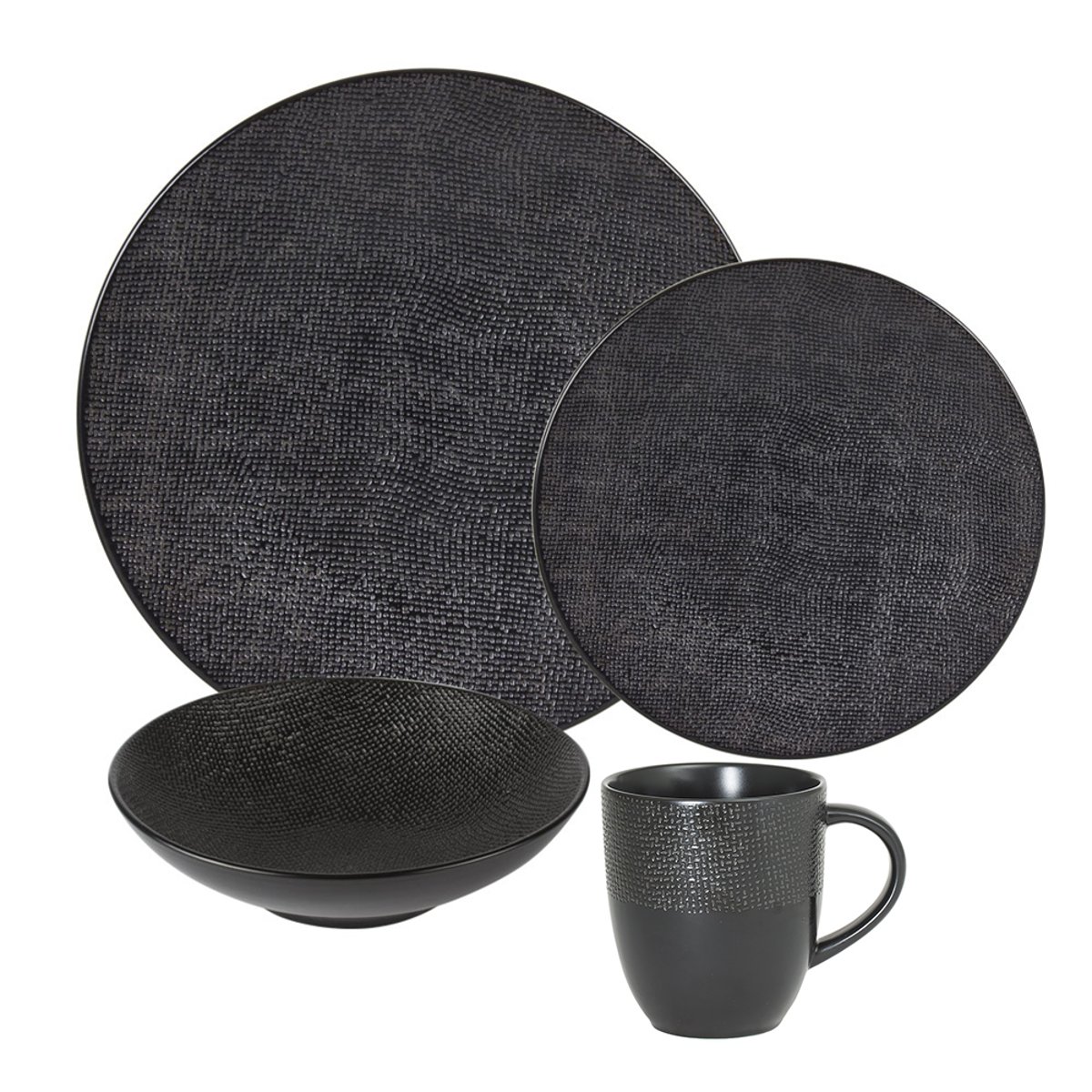 Service d'assiettes et ses mugs Vesuvio - VESUVIO noir, TABLE PASSION
