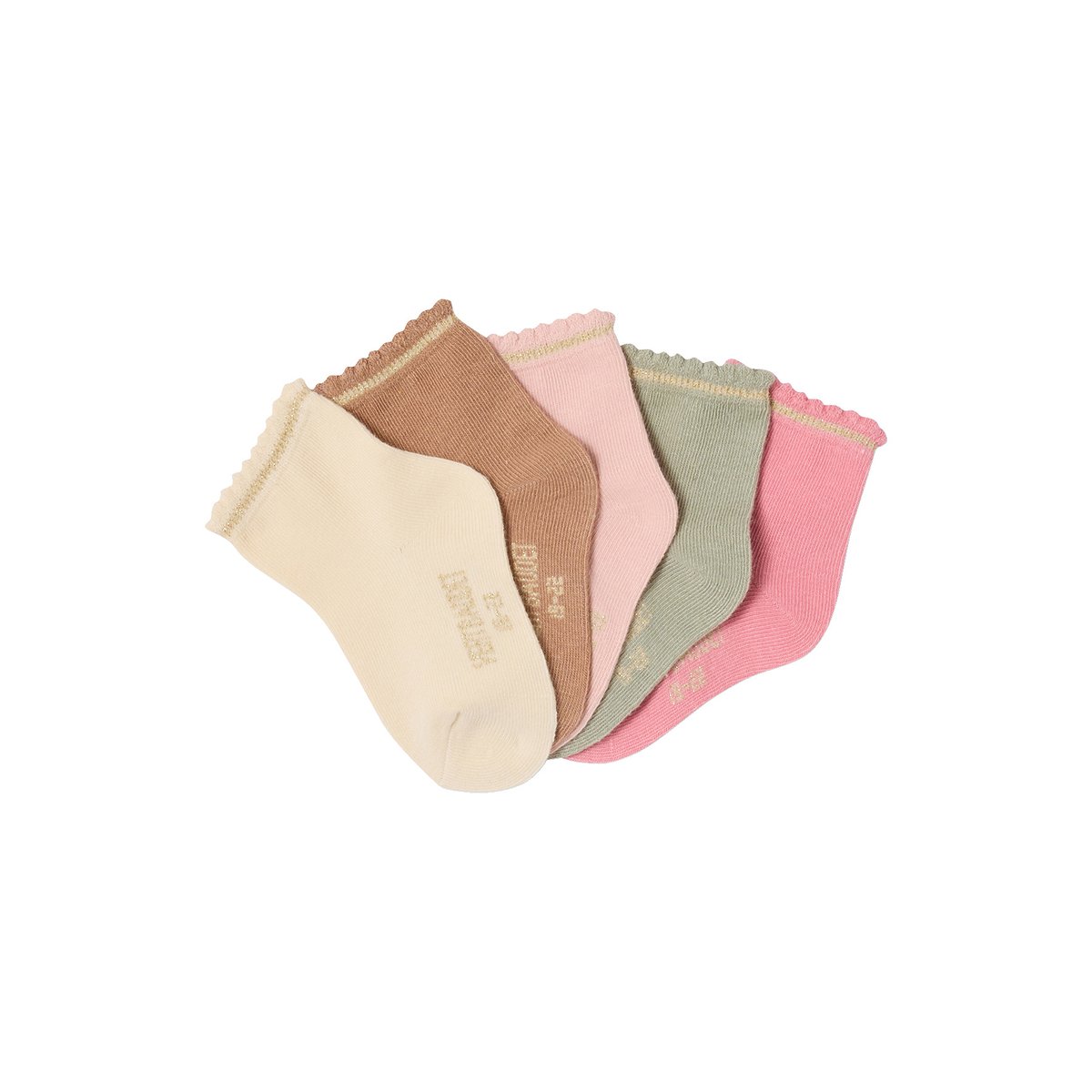 Lot de 5 paires de chaussettes bébé avec détails scintillants sable, VERTBAUDET
