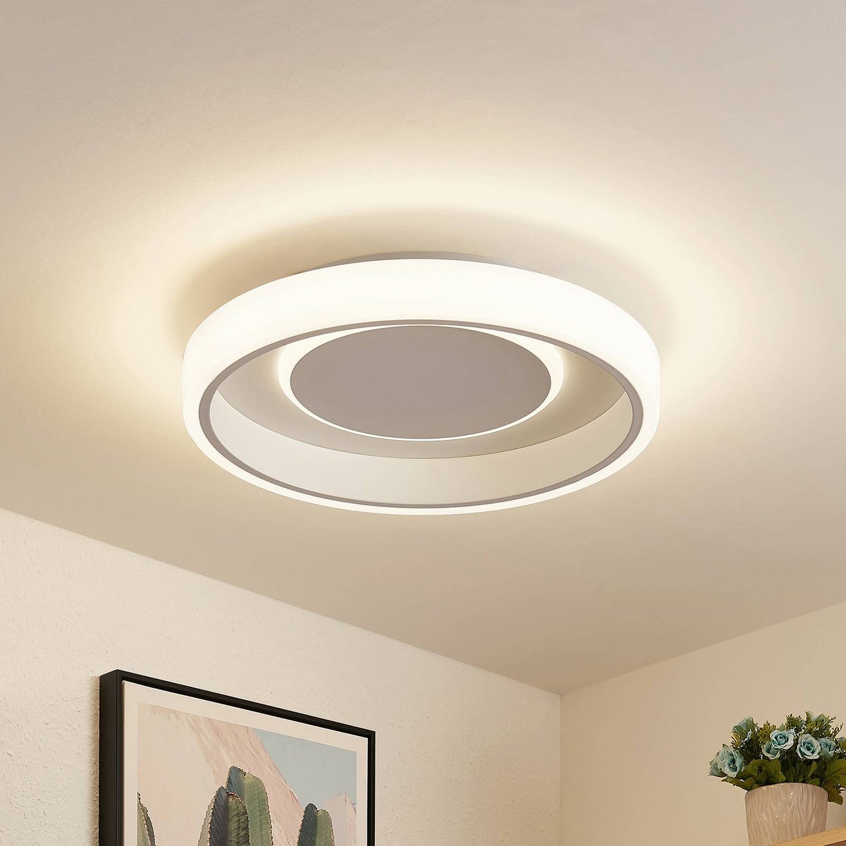 Plafonnier en métal moderneLED, Wikani blanc, LINDBY