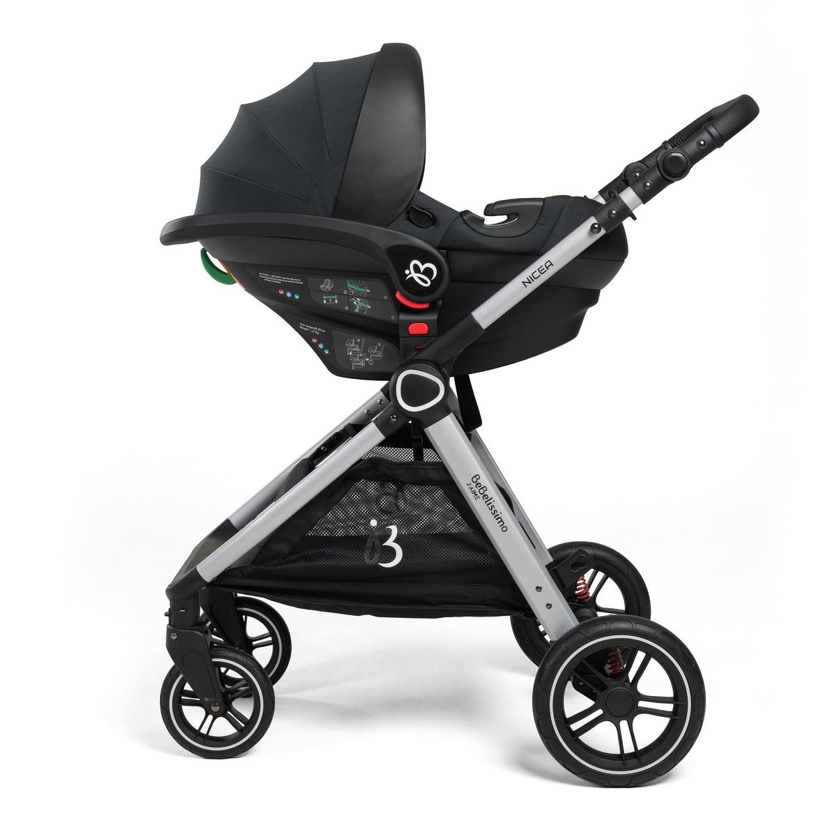 Poussette combinée trio 3 en 1 - siège auto I-size 40-87cm  – nacelle – dès la naissance – jusqu’à 22kg  - Nicea vert, BEBELISSIMO J'AIME