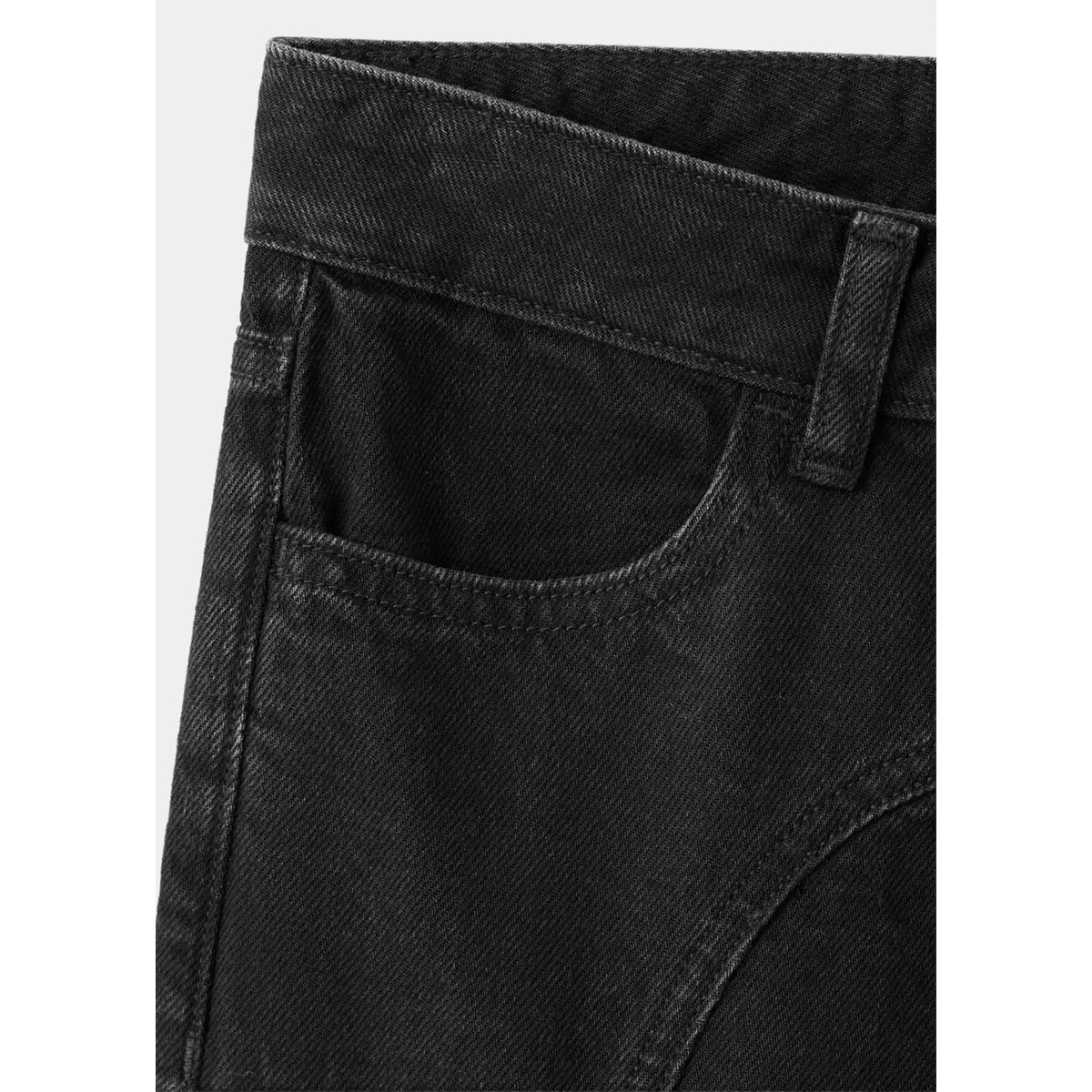 Jean wide leg couture black denim, MANGO TEEN