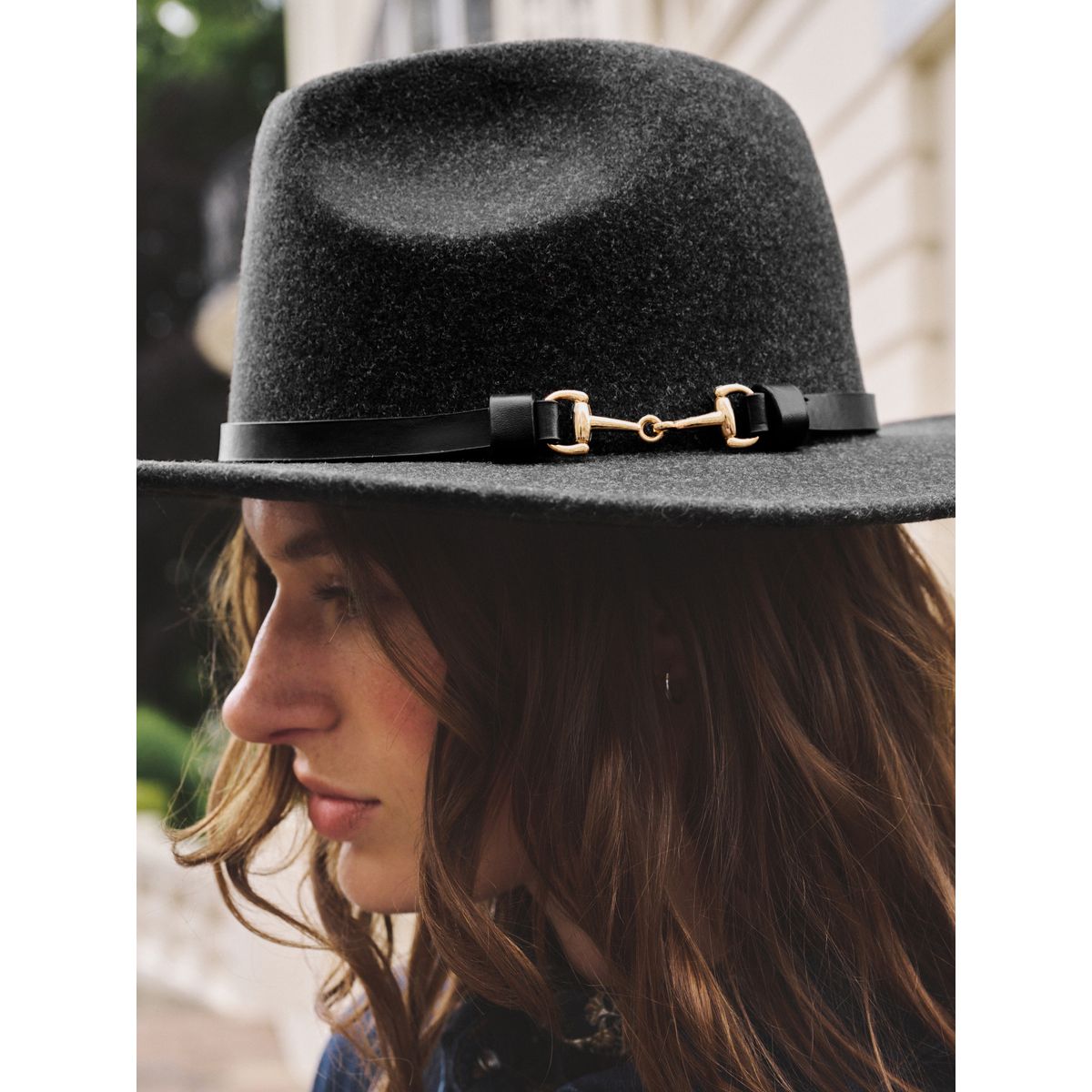 Chapeau fedora avec détail mors noir, NEXT