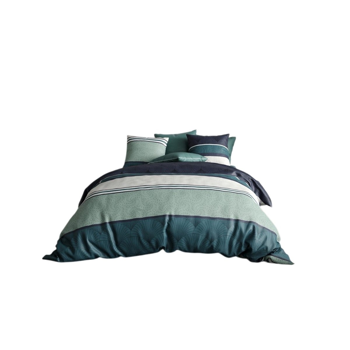 Housse couette + taie Atika vert, EDEN