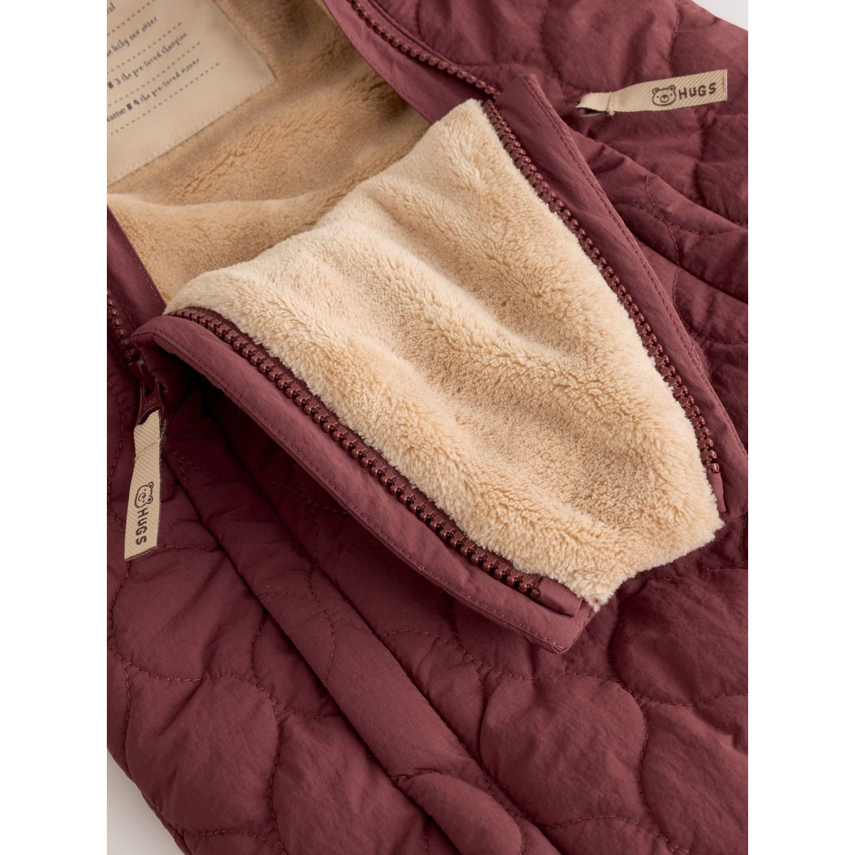Combinaison bébé en nylon capuche matelassée rouge bordeaux, NEXT