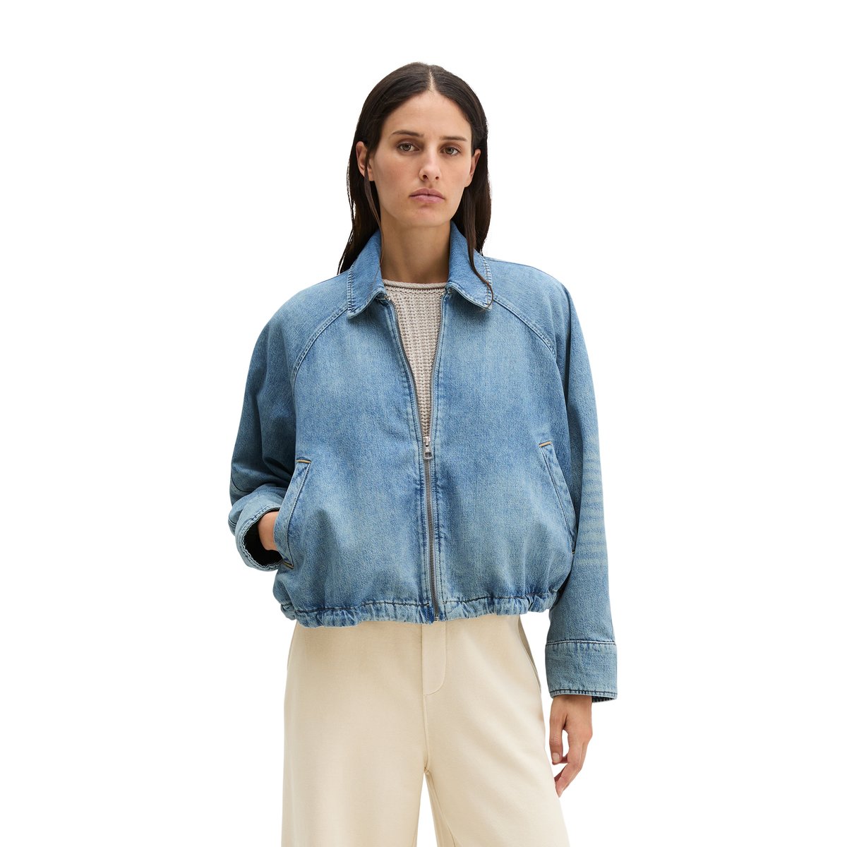 Blouson en jean relaxed en pur coton organique bleu clair, MARC O'POLO