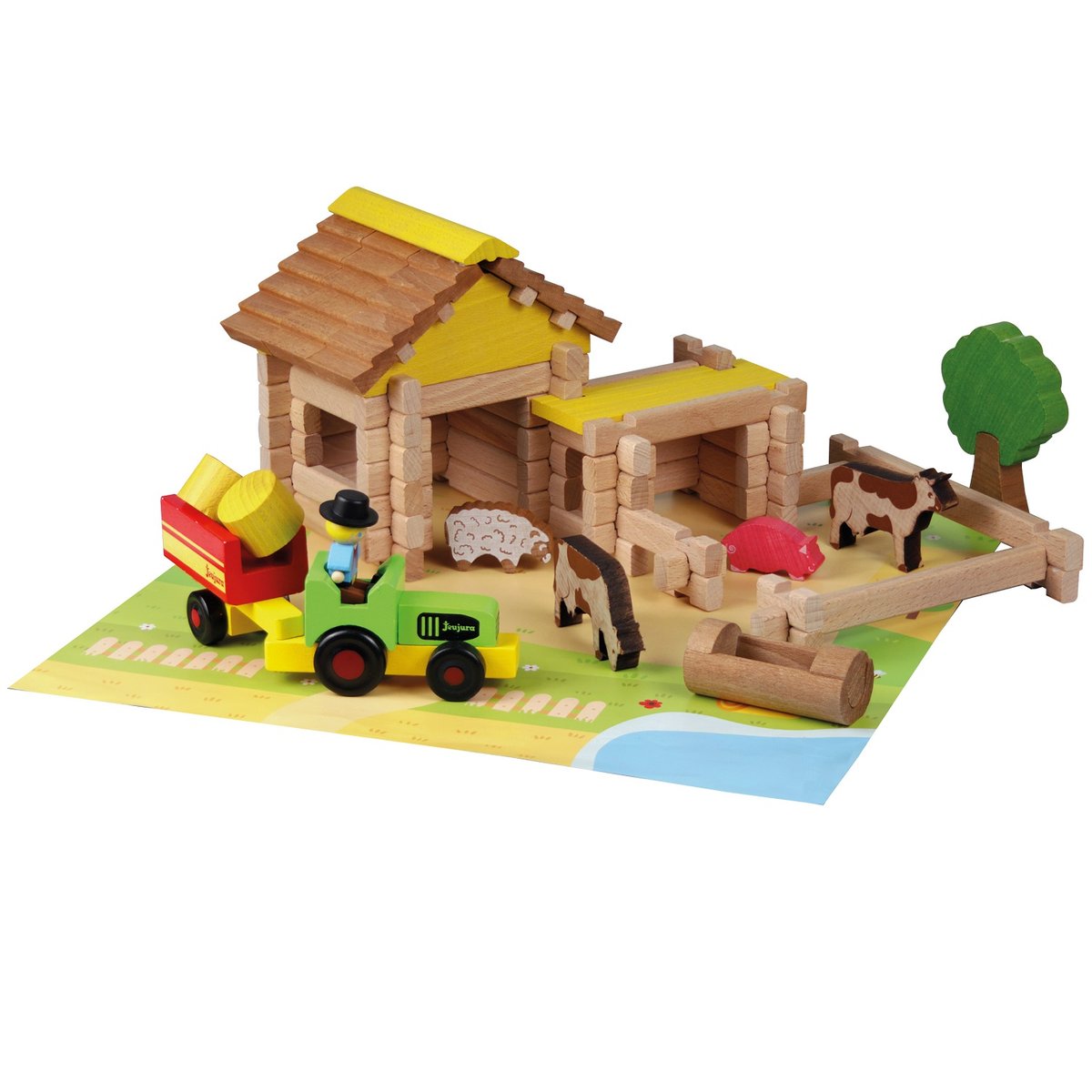 Ma première ferme avec tracteur 80 pièces marron, JEUJURA