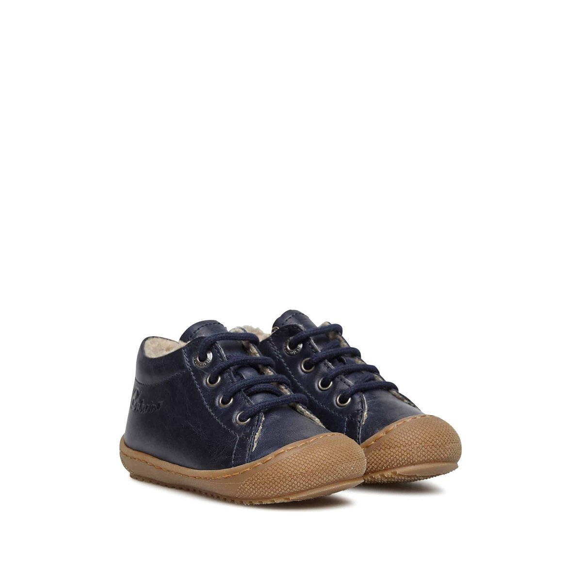 Chaussons Premiers Pas, Doublés En Laine Racoon marine, NATURINO