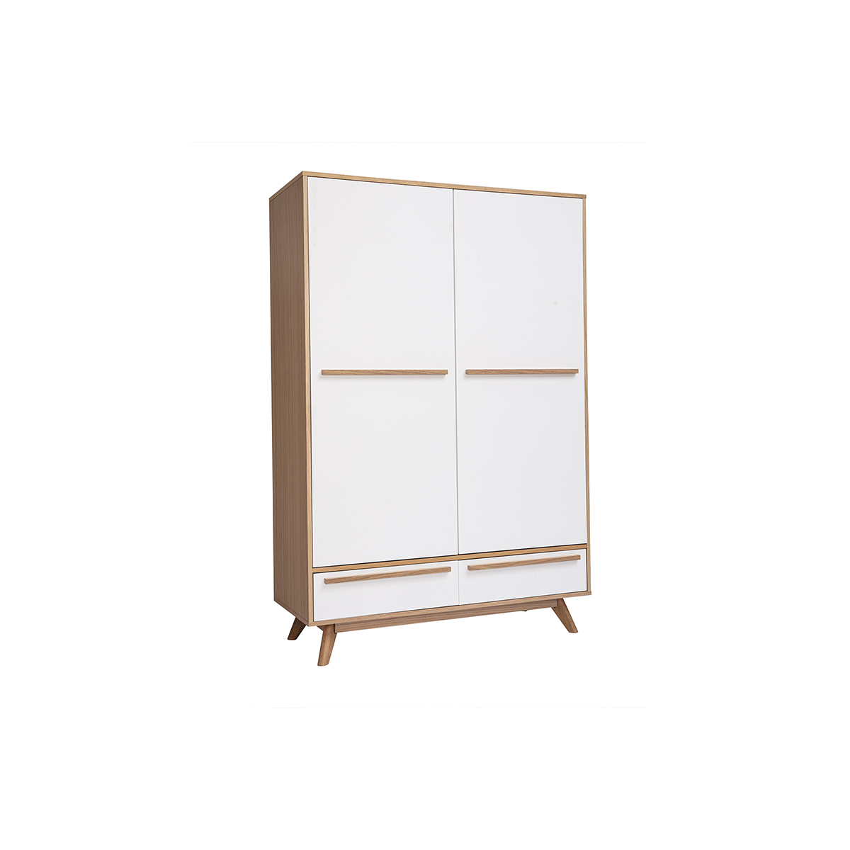 Armoire design avec penderie finition bois clair et blanc mat L120 cm HELIA blanc, MILIBOO
