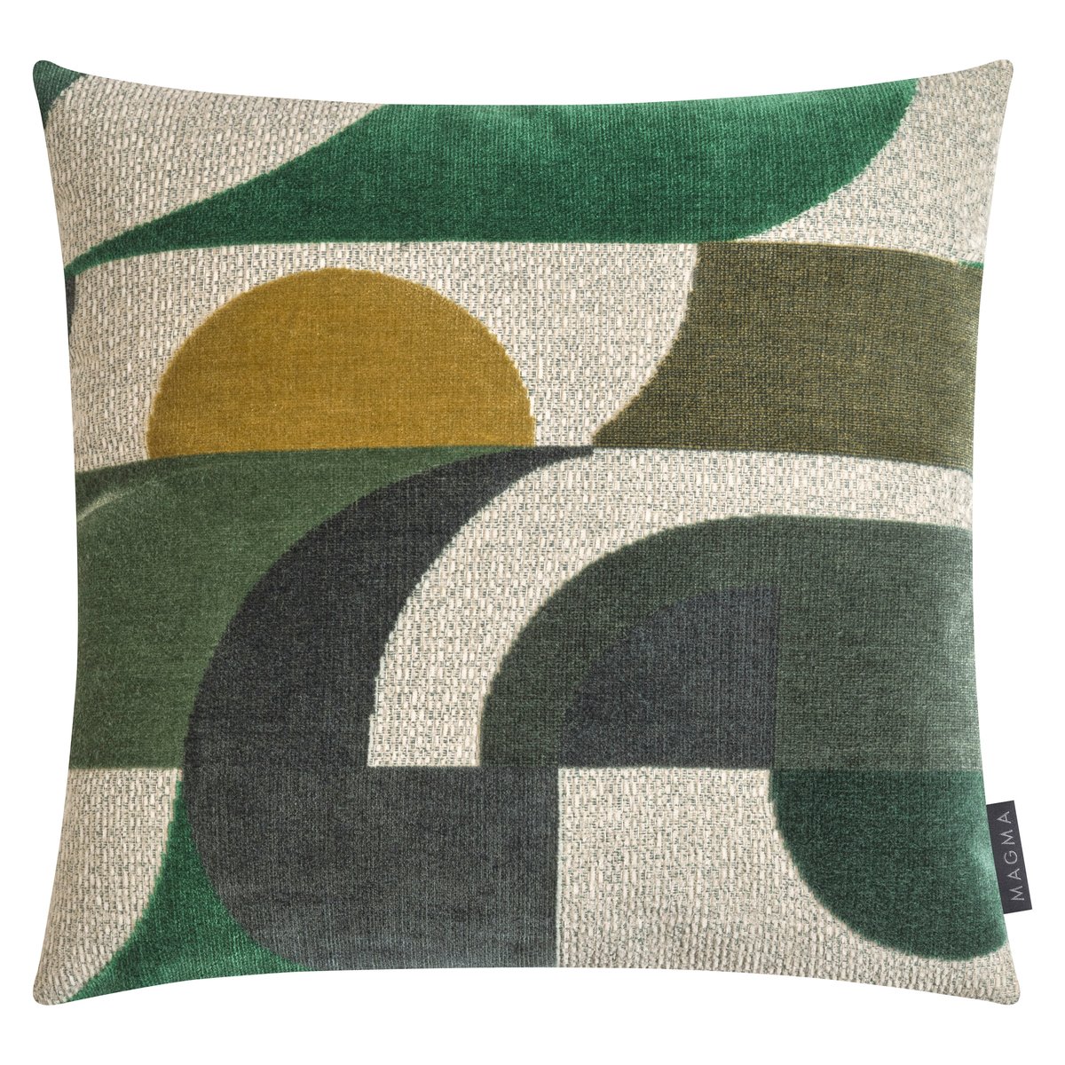 Housse de coussin velours jacquard chenille BACCARA tons de vert et beige, MAGMA HEIMTEX