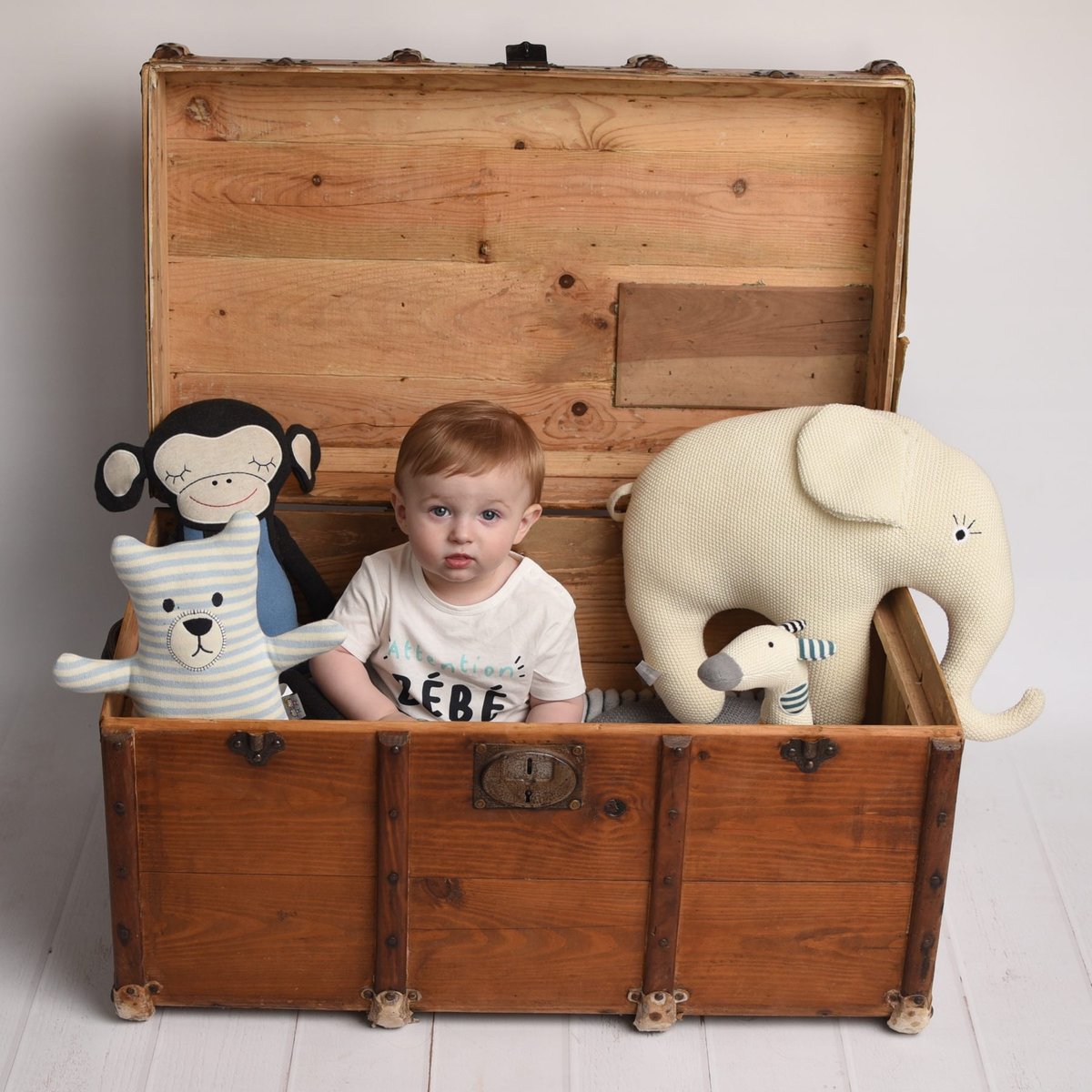 Peluche doudou ourson en coton bio TRICOT bleu, SEVIRA KIDS