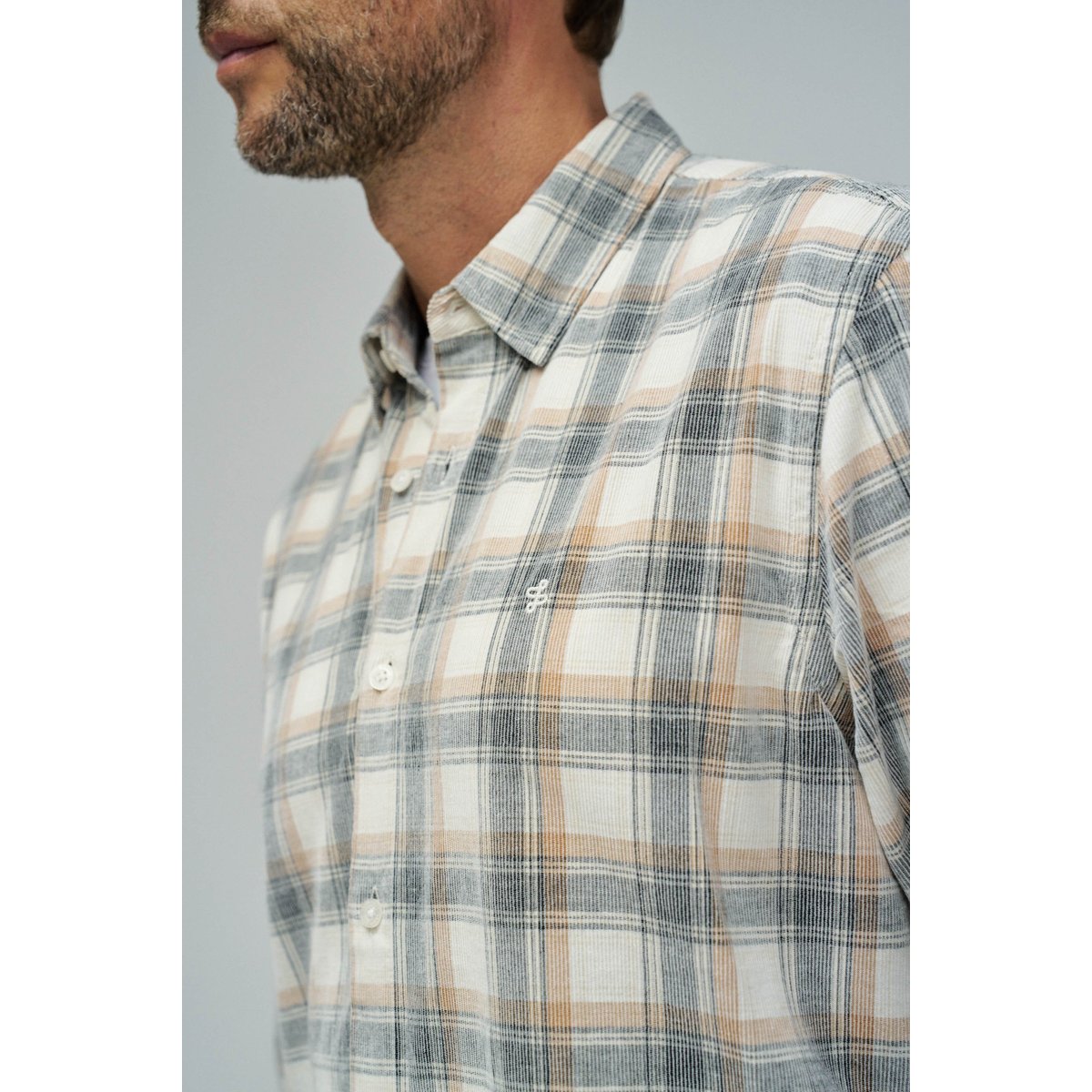 CHEMISE EN VELOURS CÔTELÉ À CARREAUX beige, SALSA JEANS