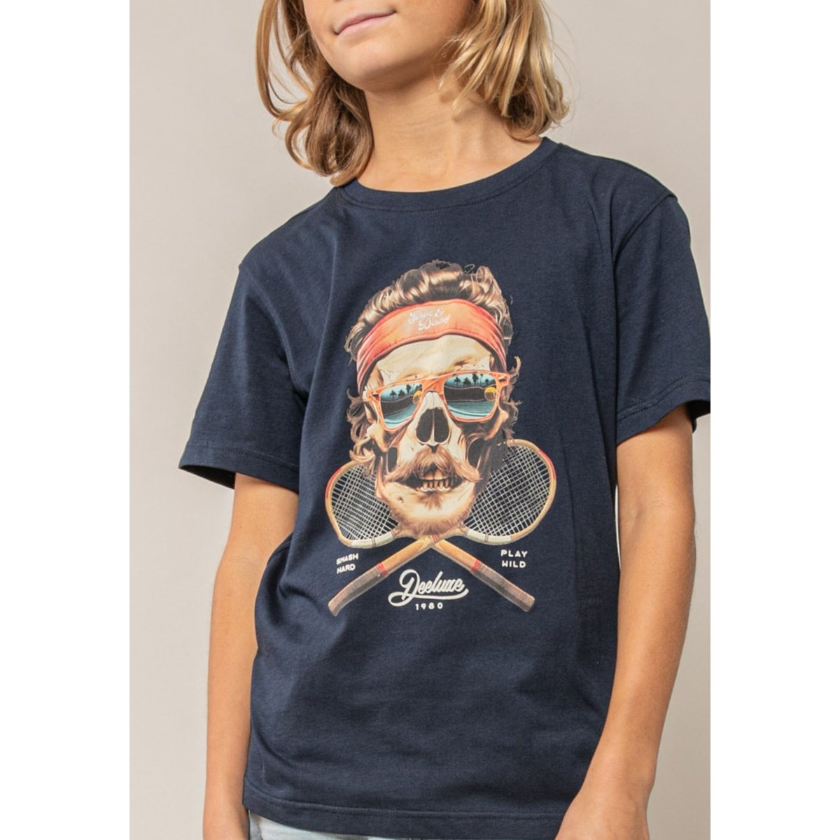T-shirt garçon coton TENNIS marine, DEELUXE