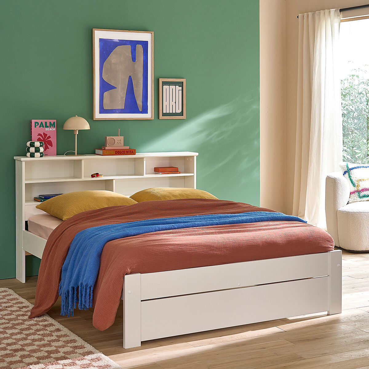Bett aus massiver Kiefer und MDF, mit Nikko-Bettkasten weiss, LA REDOUTE INTERIEURS