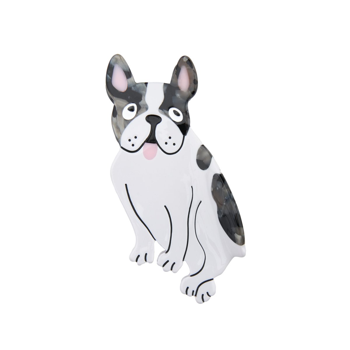 Pince à cheveux BOULEDOGUE blanc et noir, COUCOU SUZETTE