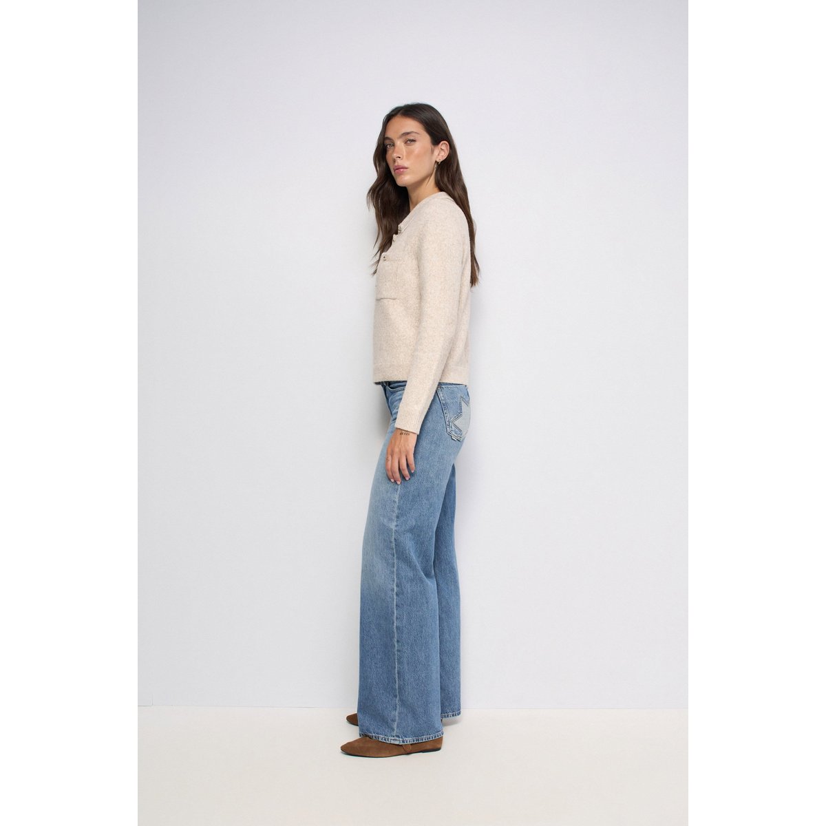 POLO EN MAILLE AVEC LAINE beige, SALSA JEANS