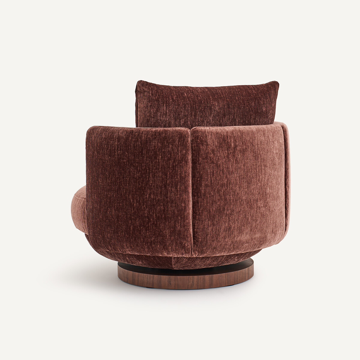 Sillón giratorio de terciopelo texturado y chapa de nogal, ROSEO rosa viejo , AM.PM