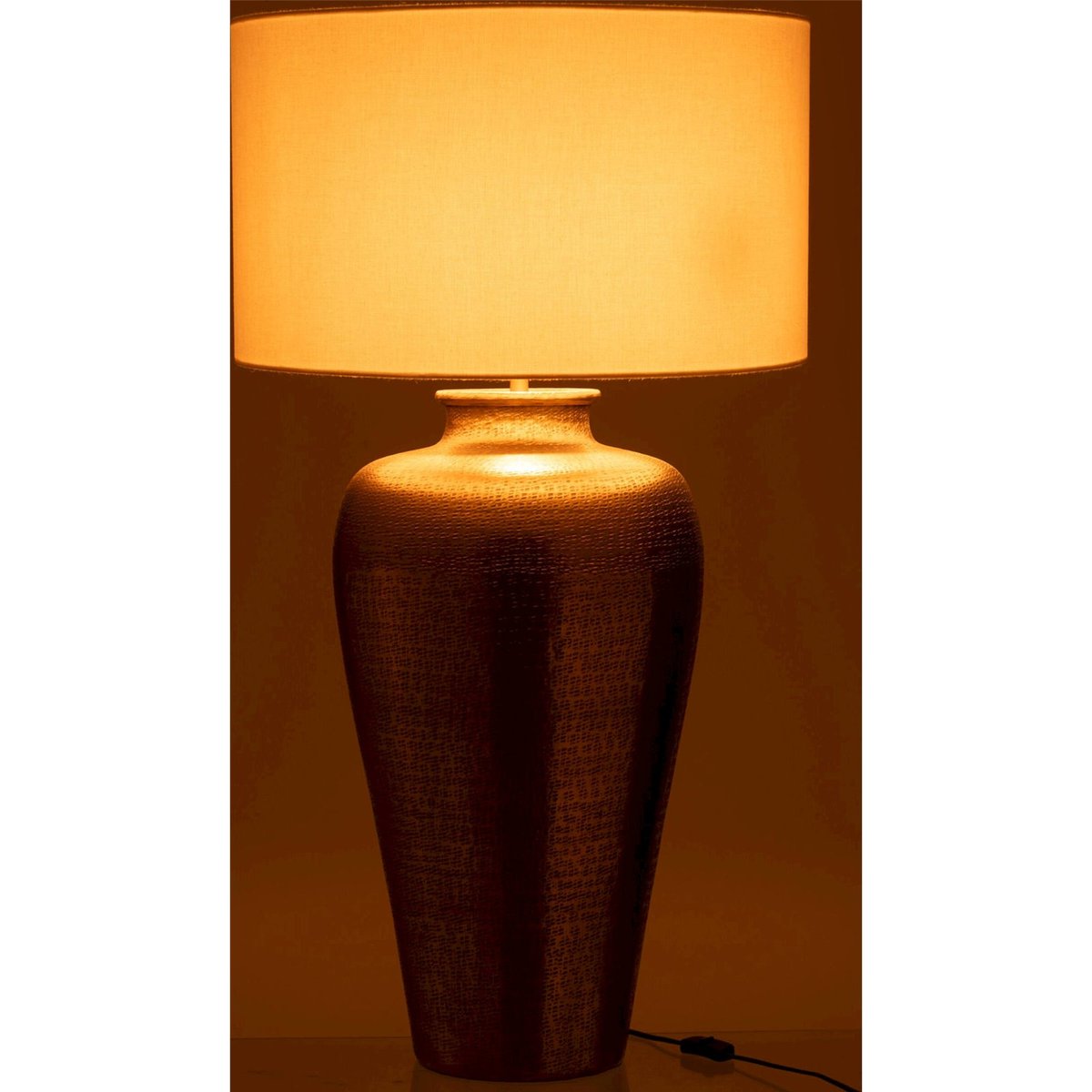 Lampe cylindre en aluminium au relief élégant doré et beige, RECOLLECTION