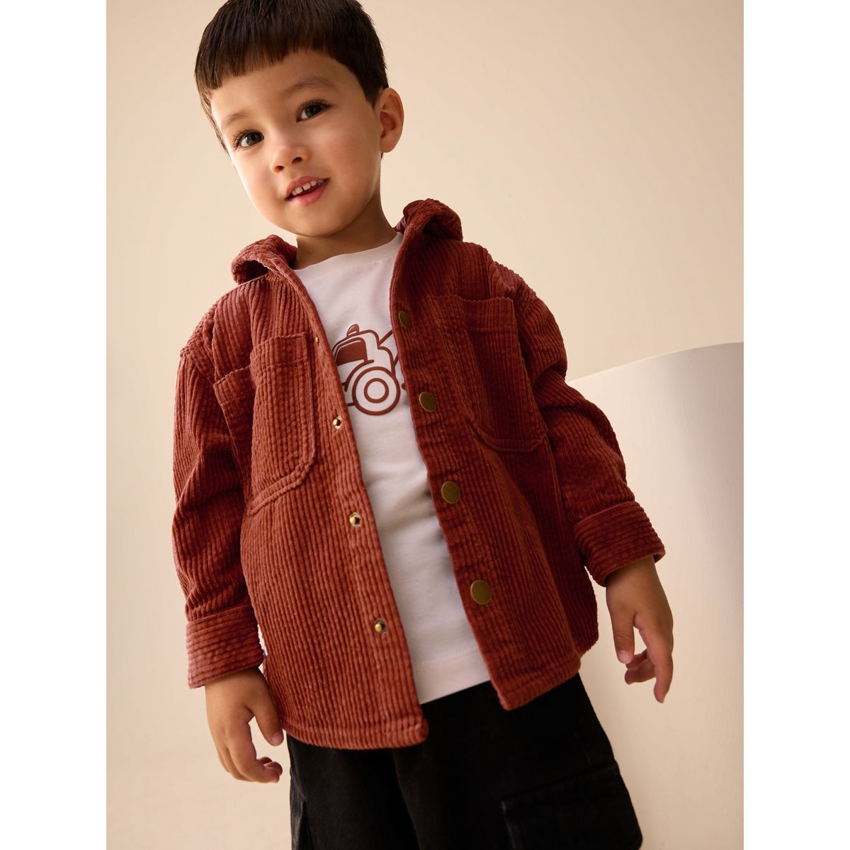 Surchemise velours à capuche et t-shirt, 2 p rouge rouille, NEXT