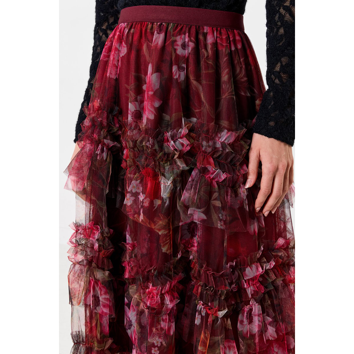 Jupe Longue en Tulle à Volants Étagés Imprimé Fleuri multicolore, JOE BROWNS