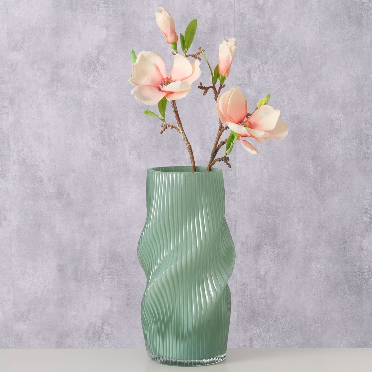 Vase design en verre vert 15.5x15.5x30cm vert, WADIGA