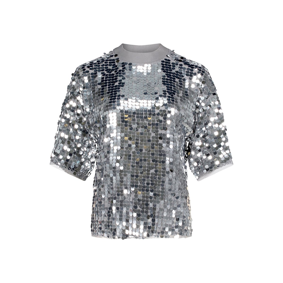 Pull-over à paillettes à bordures côtelées silver/grey, CARTOON