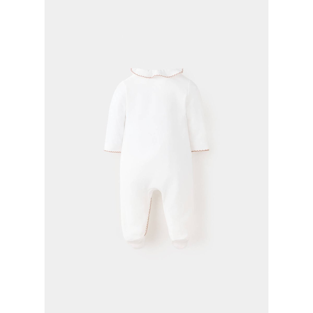 Pyjama une pièce avec passepoils contrastants blanc cassé, MANGO BABY
