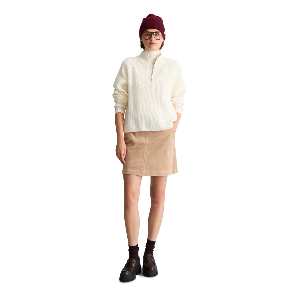 Pull à col roulé en laine mérinos, coupe classique au toucher doux blanc, MARC O’POLO DENIM