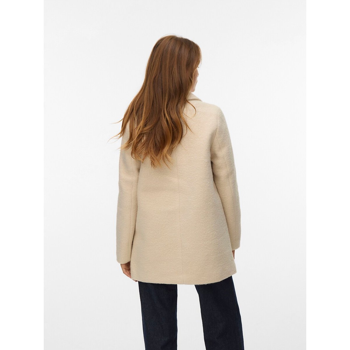 Manteau mi-long col tailleur ecru, VERO MODA