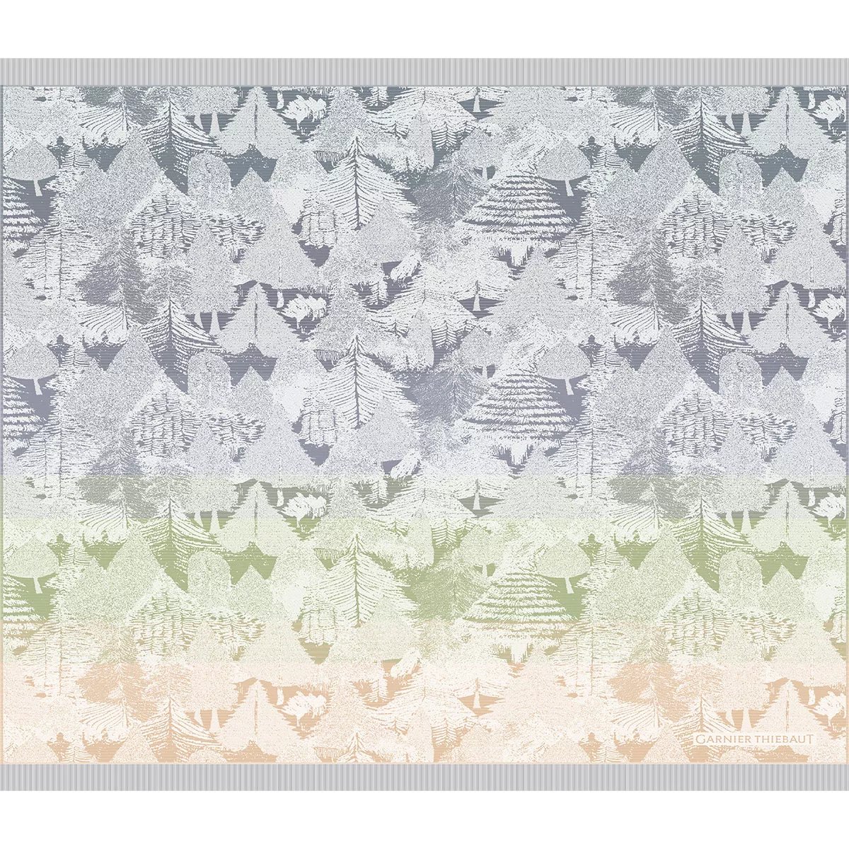 Jete de canape pur coton FORET DE NEIGE sapin, GARNIER THIEBAUT
