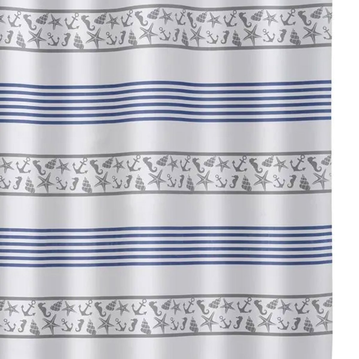 Rideau de douche bleu et blanc coquillages v019839, WADIGA