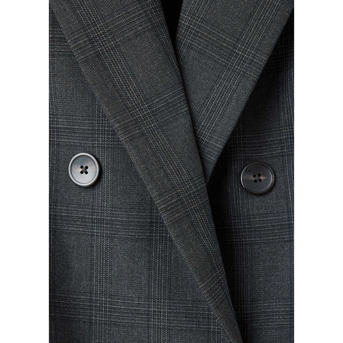 Blazer costume à carreaux double boutonnage gris, MANGO
