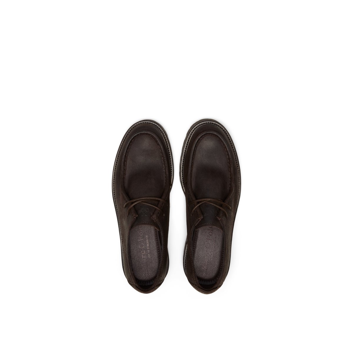 Chaussures à lacets, modèle Phil en cuir velours ciré marron fonce, MARC O'POLO