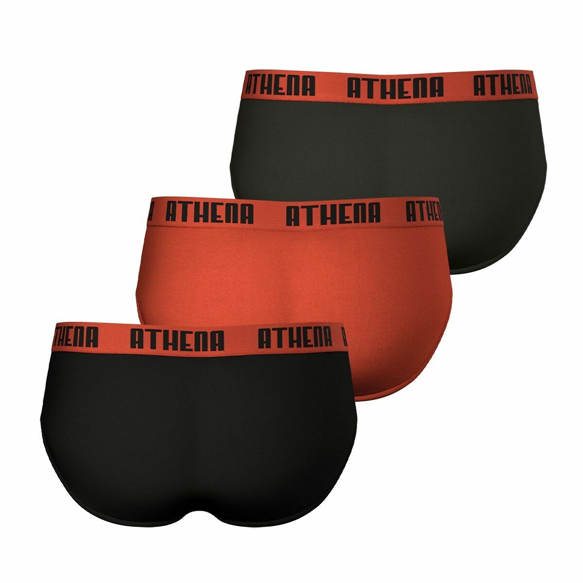 Lot de 3 slips BASIC COLOR noir + rouge + noir, ATHENA