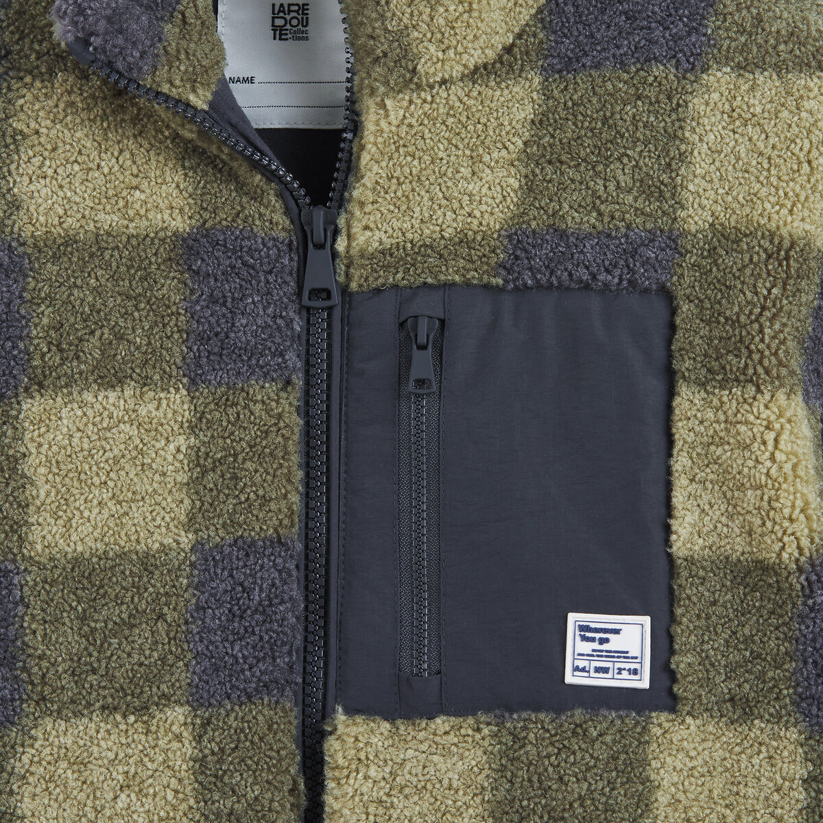 Gilet zippé en polaire, col montant, motif à carreaux carreaux, LA REDOUTE COLLECTIONS