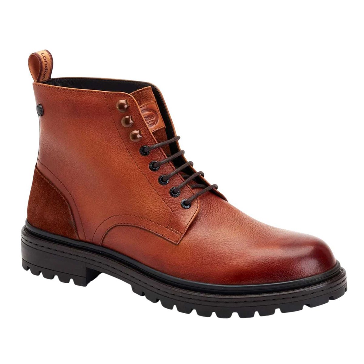 Bottines à lacets en cuir DETTORI fauve, BASE LONDON