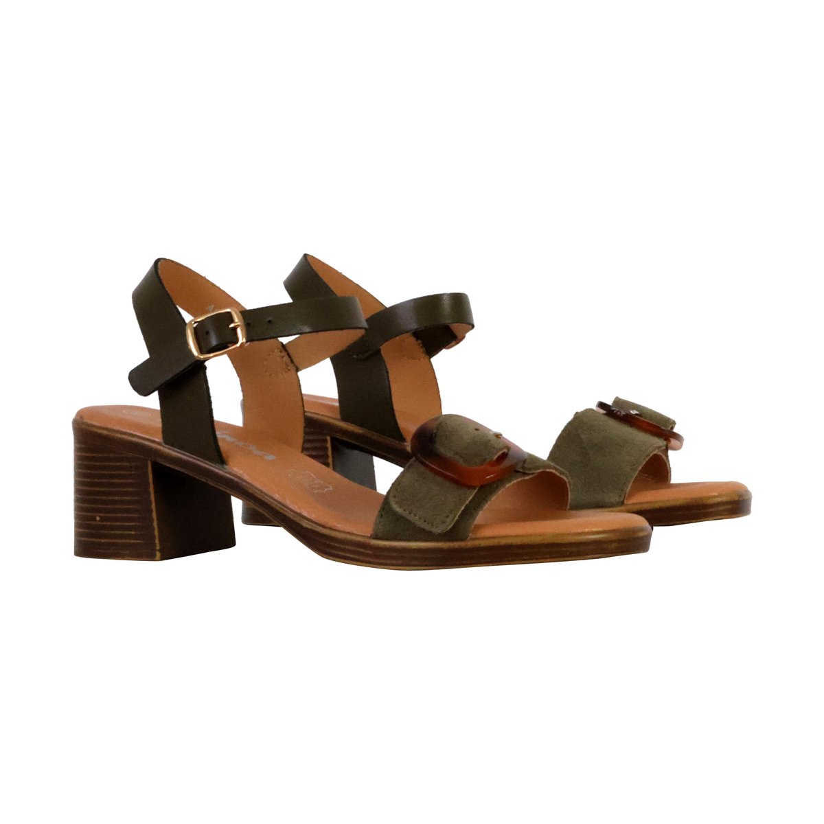 Sandales à Talon Cuir Aleno khaki, THE DIVINE FACTORY