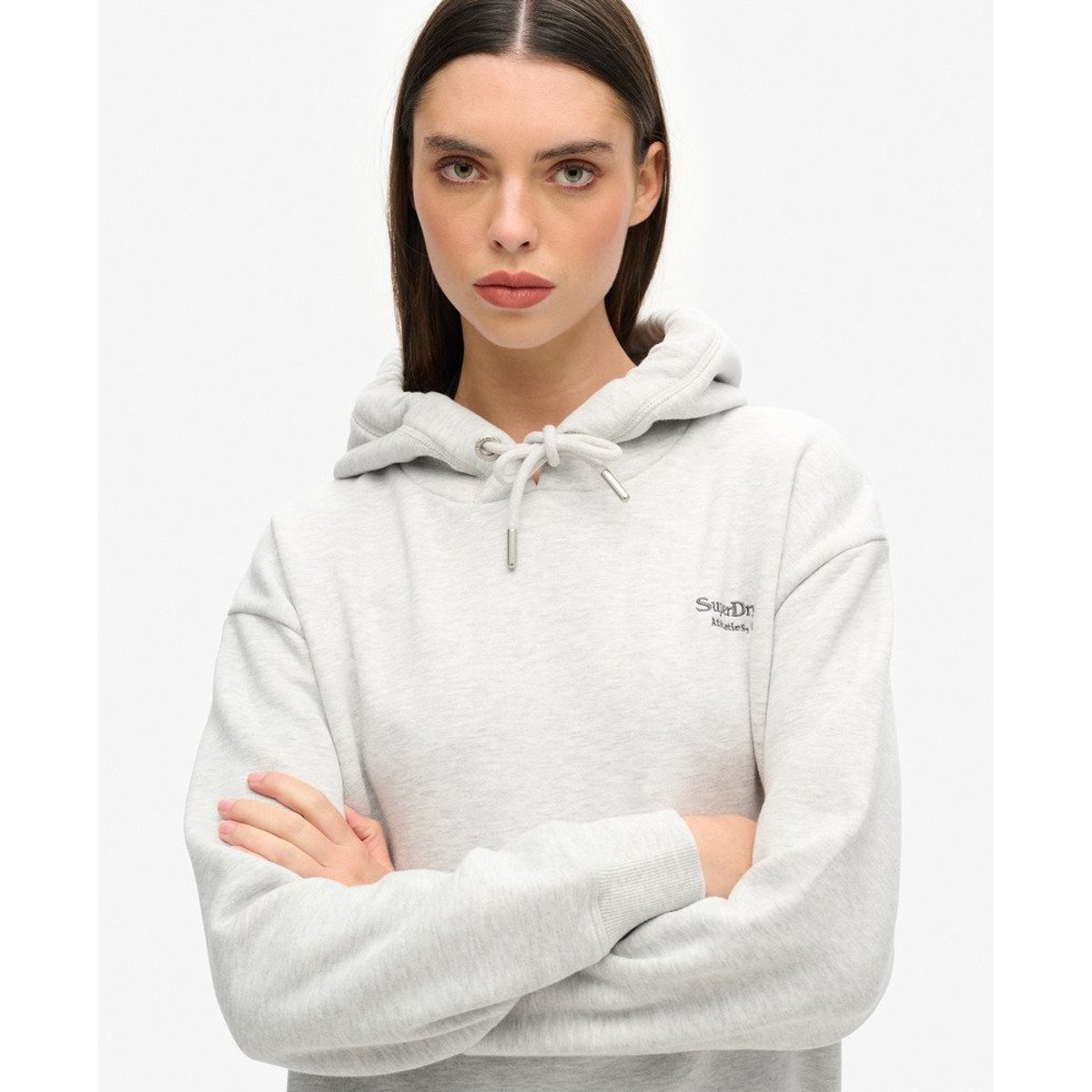 Robe sweat à capuche Essential gris glacier chiné, SUPERDRY
