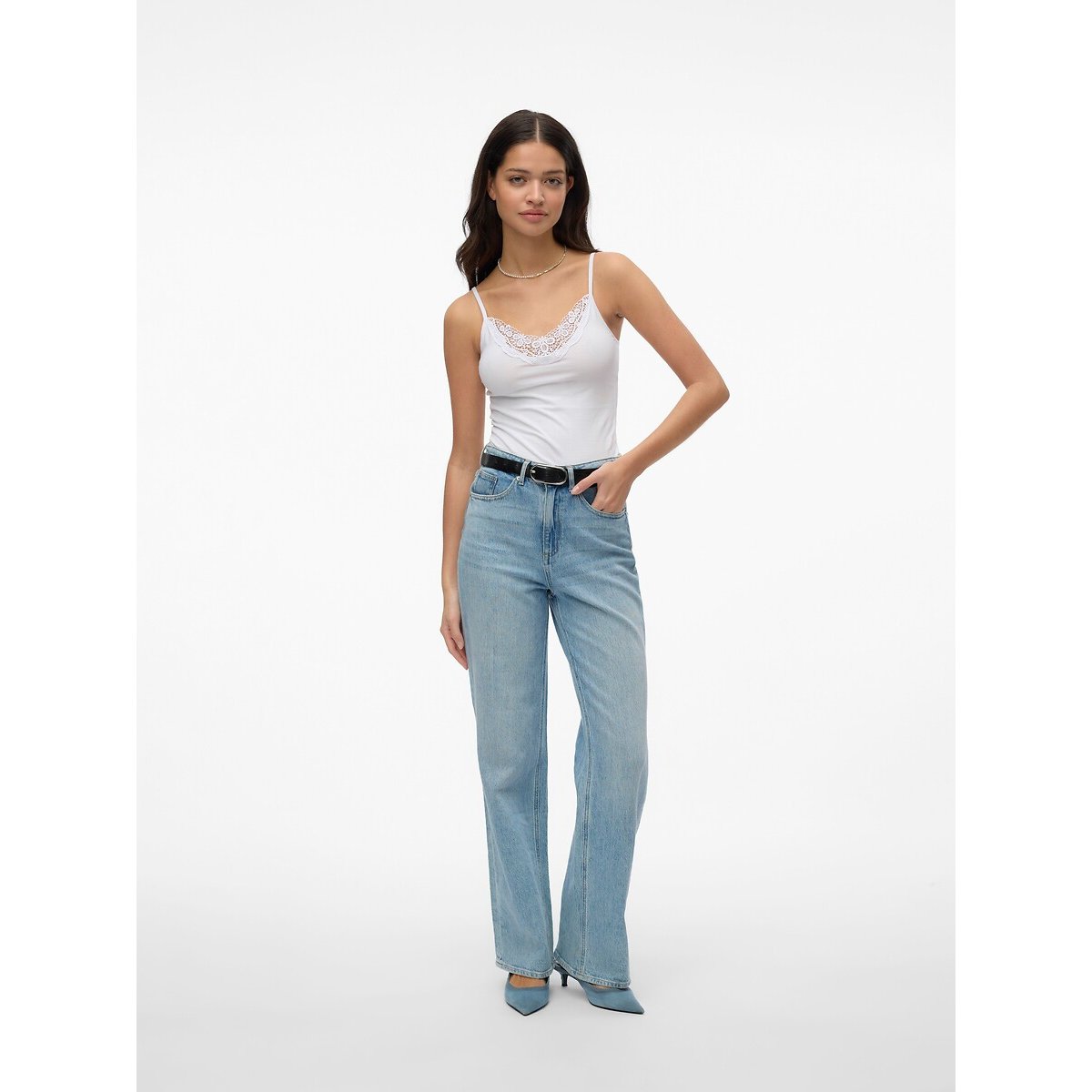 Débardeur col dentelle blanc, VERO MODA