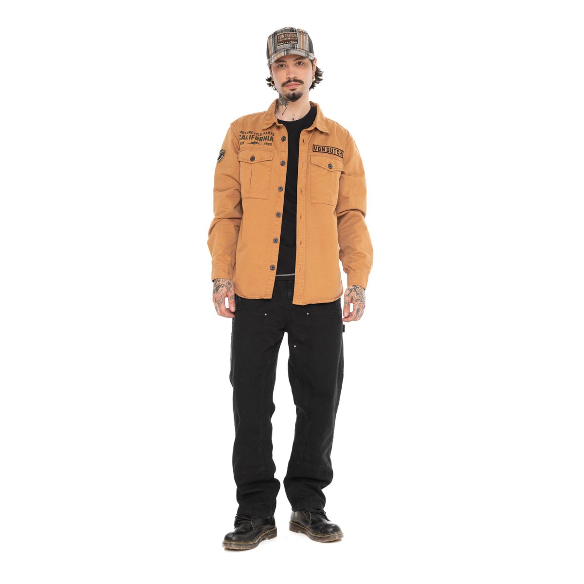 Surchemise coton COST orange/noir, VON DUTCH