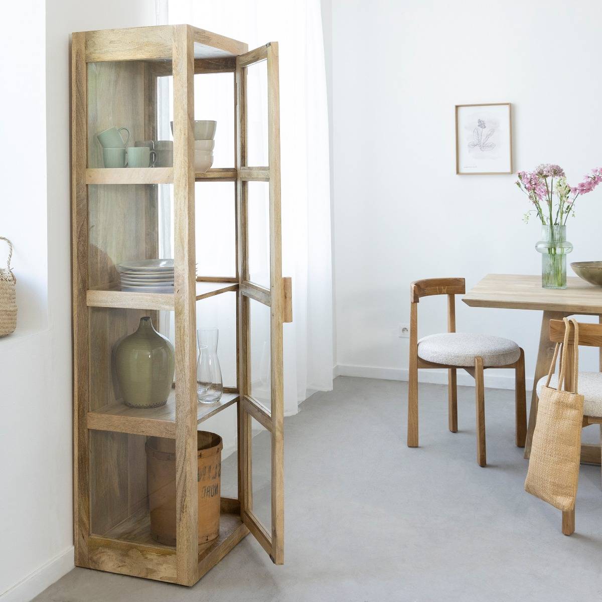 Vitrine en bois de manguier JULIET bois clair, MADE IN MEUBLES