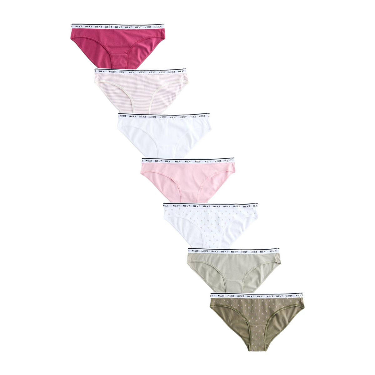 Culotte en coton à logo, lot de 7 rose/vert, NEXT