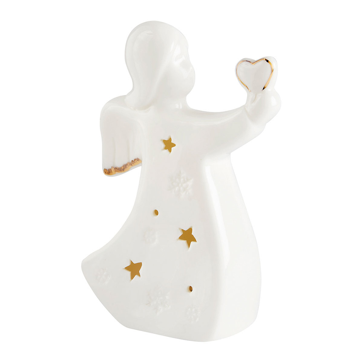 Ange décoratif cœur LED grand modèle blanc, MATHILDE M