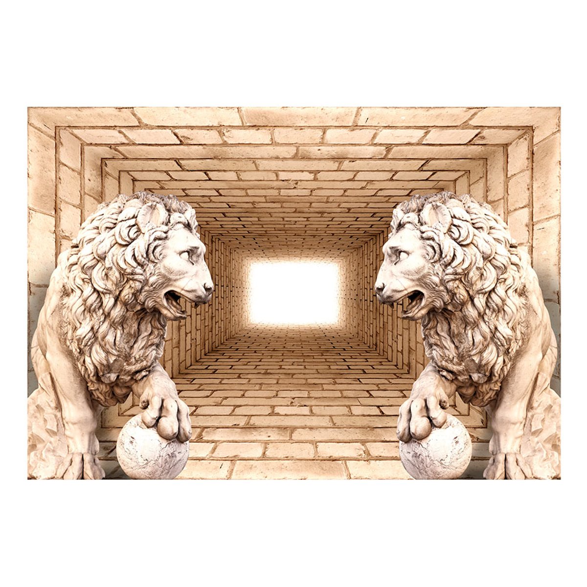 Papier peint intissé panoramique Mystery of lions blanc, EDEN