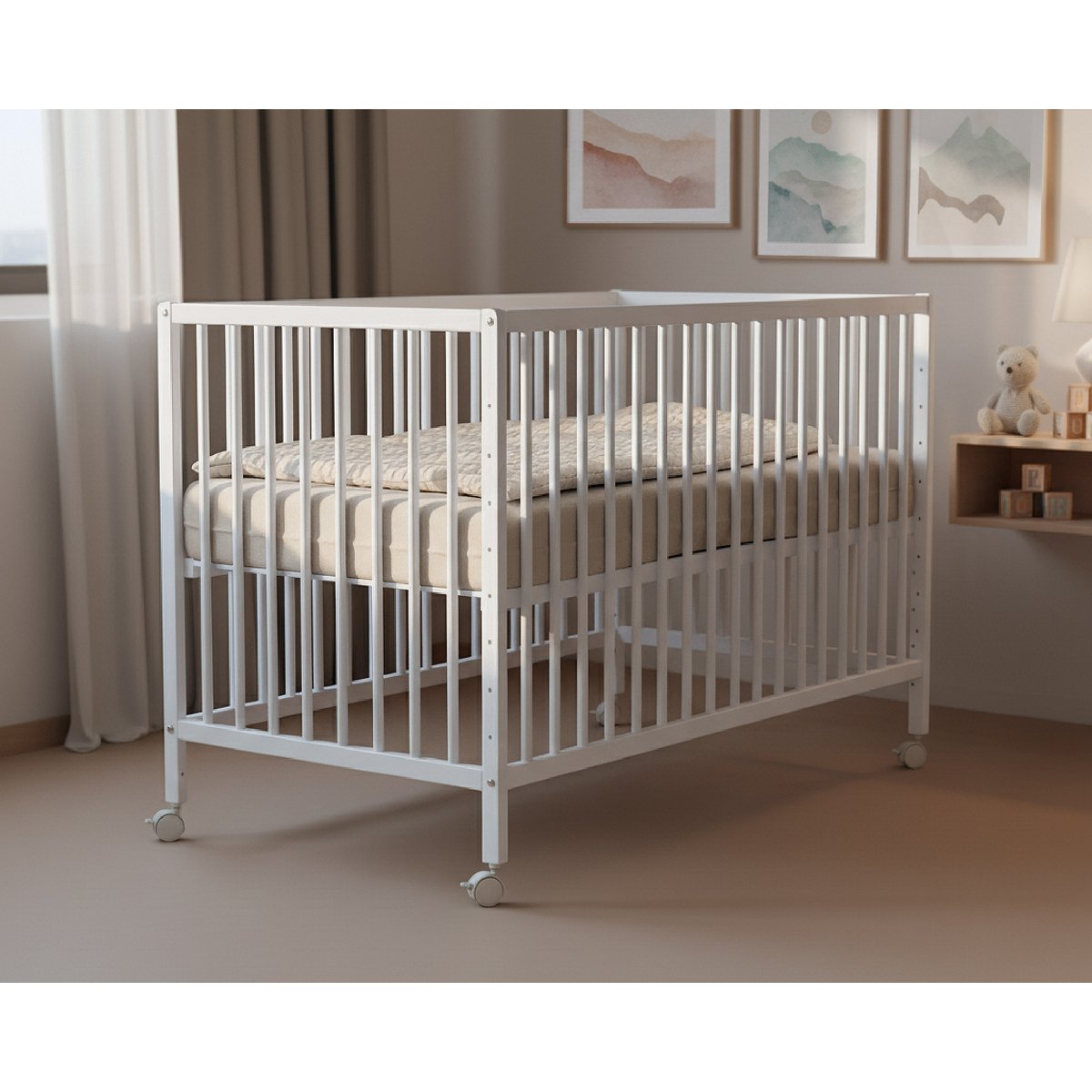 Lit bébé cododo en bois LIO blanc, WEBABY