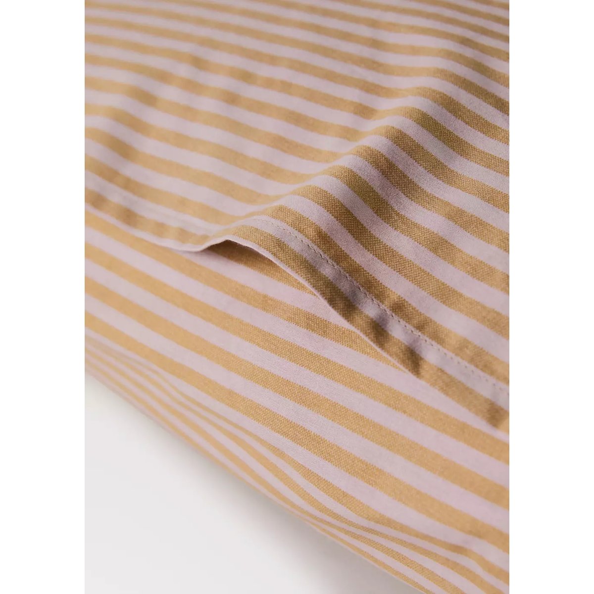 Deux taies d'oreiller percale de coton 200 fils petites rayures 60x60 cm pêche, MANGO HOME