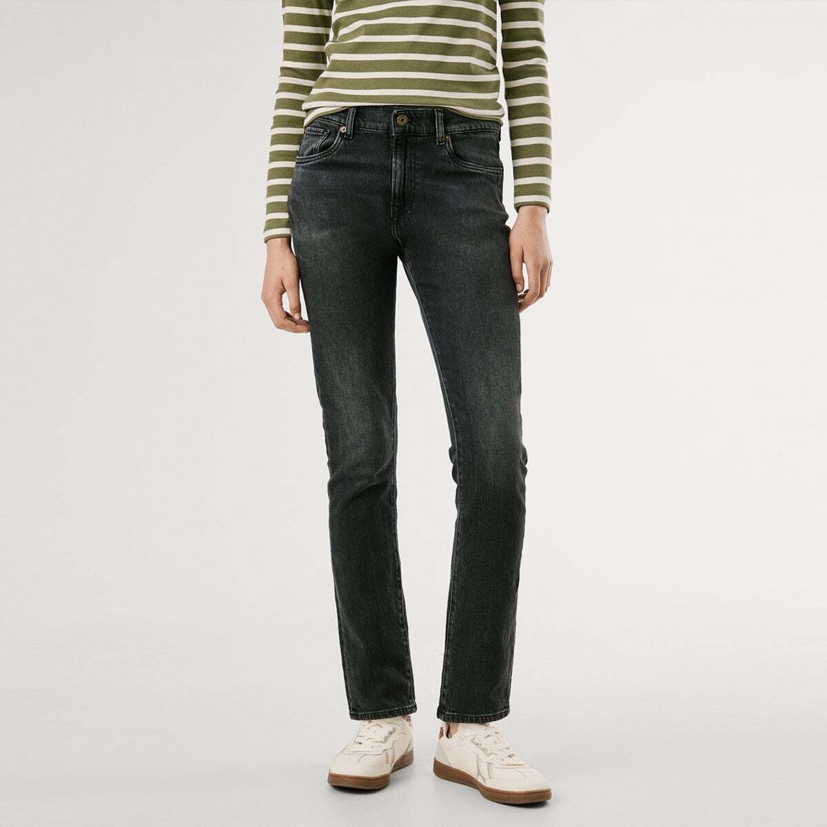 Grace - Jean Coupe Slim, Taille Moyenne faded deep black, PEPE JEANS